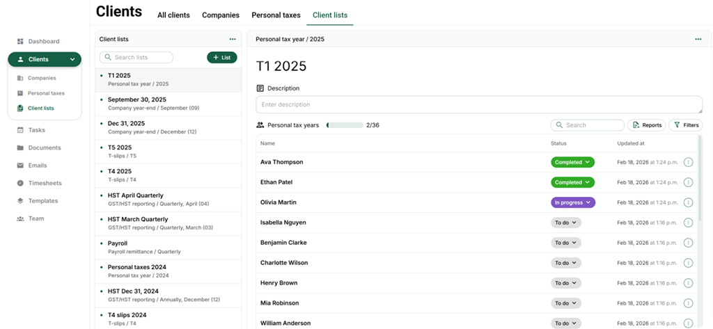 Capture d'ecran du suivi des statuts de dossier