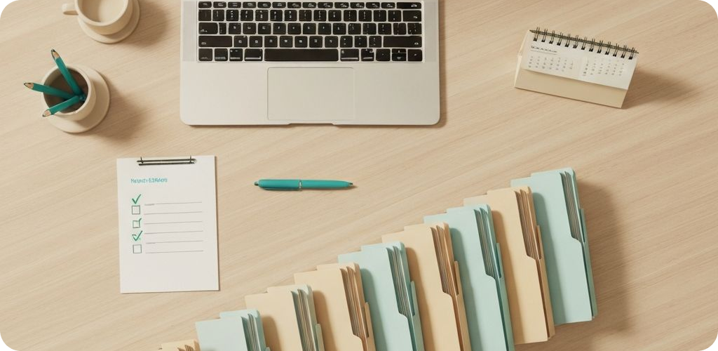 Organized tax season workflow with structured stages and checklist tracking